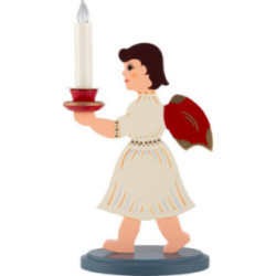 Flat Figurine Angel with Candle - Red Wings - 20 cm / 7.9 inch