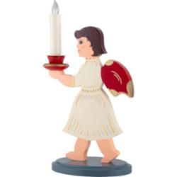 Flachfigur Engel mit Kerze - Rote Flügel  - 20 cm