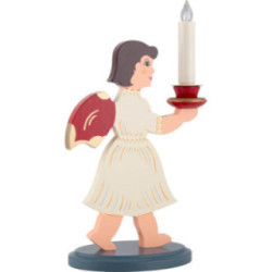 Flat Figurine Angel with Candle - Red Wings - 20 cm / 7.9 inch