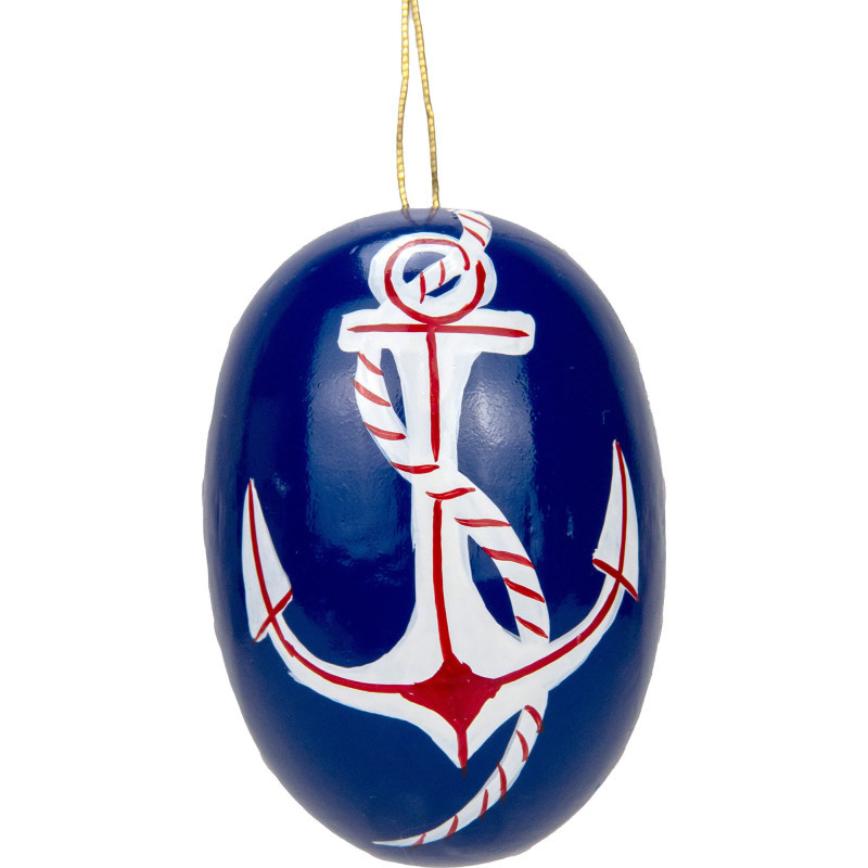 Osterei dunkelblau mit Anker - 5,5 cm