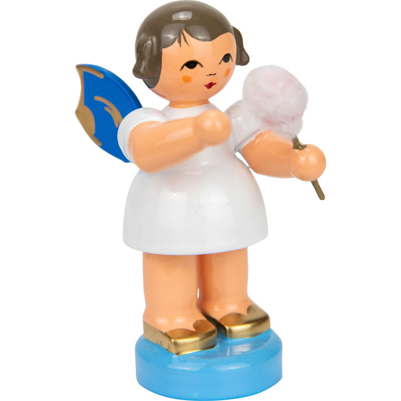 Engel mit Zuckerwatte - Blaue Flügel - stehend - 6 cm