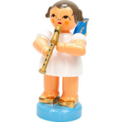 Angel with Recorder - Blue Wings - Standing - 6 cm / 2.4 inch