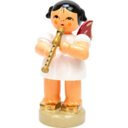 Angel with Recorder - Red Wings - Standing - 6 cm / 2.4 inch