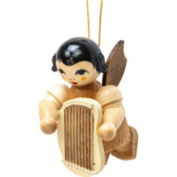 Tree Ornament - Angel with Classic Lyra - Natural Colors - Floating - 5,5 cm / 2.2 inch