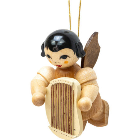 Tree Ornament - Angel with Classic Lyra - Natural Colors - Floating - 5,5 cm / 2.2 inch