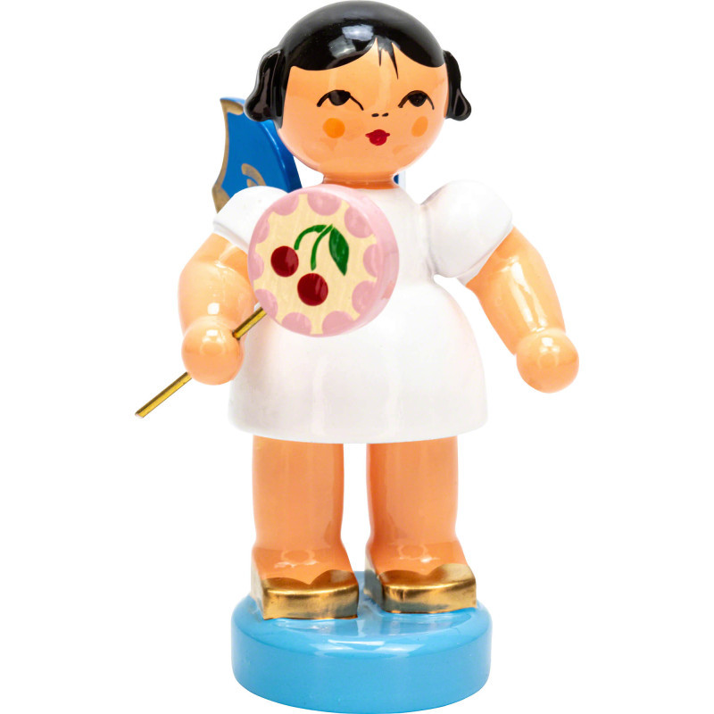 Engel mit Lolli - Blaue Flügel - stehend - 6 cm