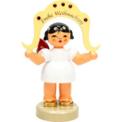 Engel "Frohe Weihnachten" - Swarovski-Edition - Rote Flügel - stehend - 7 cm