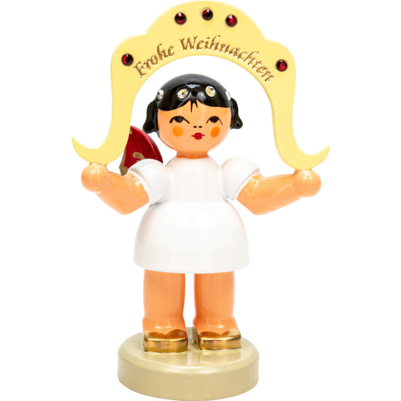 Angel "Frohe Weihnachten" ("Merry Christmas") - Swarovski Edition - Red Wings - Standing - 7 cm / 2.8 inch