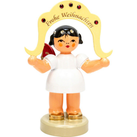 Angel "Frohe Weihnachten" ("Merry Christmas") - Swarovski Edition - Red Wings - Standing - 7 cm / 2.8 inch