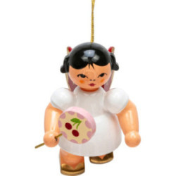 Christbaumschmuck Engel mit Lolli - Rote Flügel - schwebend - 5,5 cm