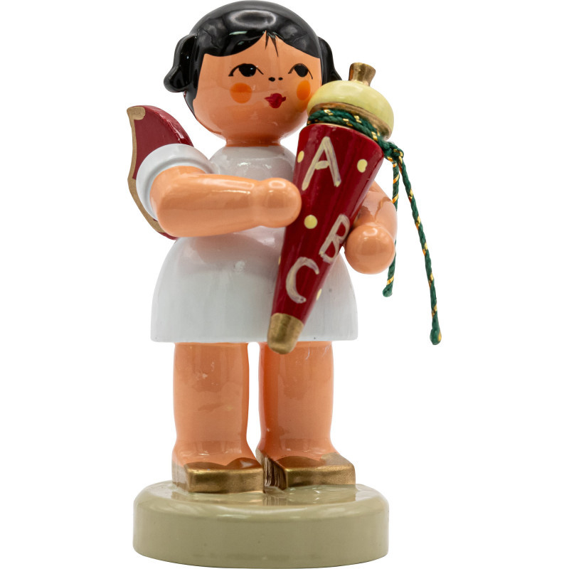 Angel with School Bag - Red Wings - Standing - 6 cm / 2.4 inch