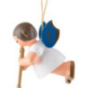 Christbaumschmuck Engel mit Blockflöte - Blaue Flügel - schwebend - 5,5 cm