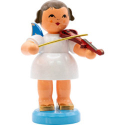 Engel mit E-Geige - Blaue Flügel - stehend - 9,5 cm
