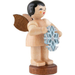 Angel with Snow Crystal - Natural Colors - Standing - 6 cm / 2.4 inch