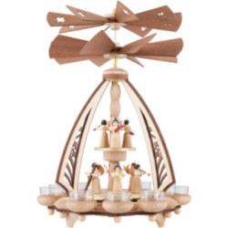 2-stöckige Pyramide Engel mit zwei gegenläufigen Flügelrädern - 43 cm