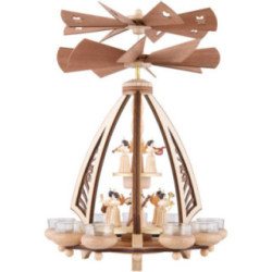 2-stöckige Pyramide Engel mit zwei gegenläufigen Flügelrädern - 43 cm