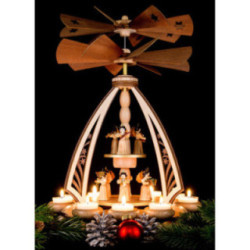 2-stöckige Pyramide Engel mit zwei gegenläufigen Flügelrädern - 43 cm