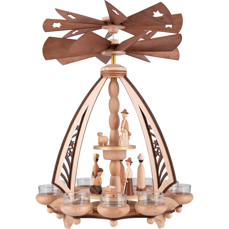 2-Tier Pyramid - Nativity - Contra-rotating - 43 cm / 16.9 inch
