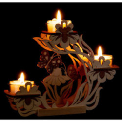 Tea Light Candle Holder - Flowers and Butterflies - 17 cm / 6.7 inch