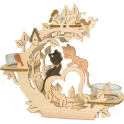 Tea Light Candle Holder - Two Kittens - 17 cm / 6.7 inch