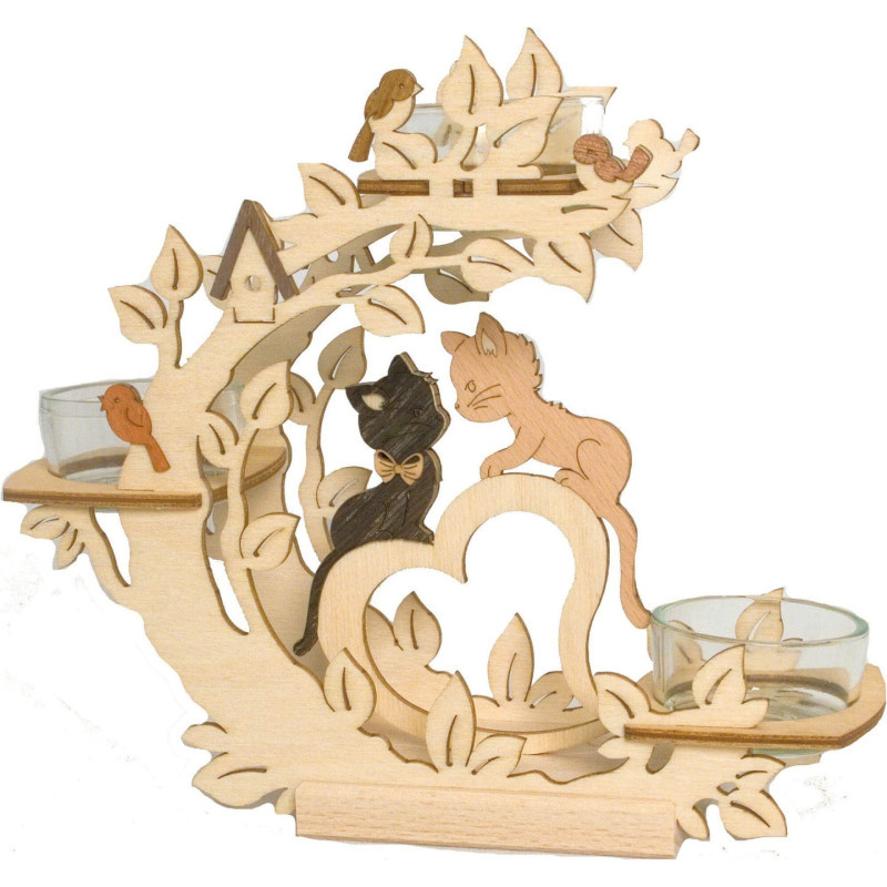 Teelichtkranz Zwei Kätzchen - 17 cm