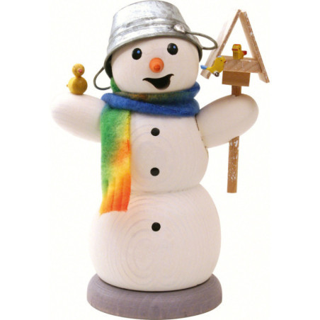 Smoker - Snowman with Bird House and Bird - 13 cm / 5.1 inch