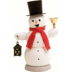 Räuchermännchen Schneemann mit Laterne und Glocke - 13 cm