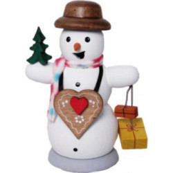 Räuchermännchen Schneemann mit Lebkuchenherz - 13 cm