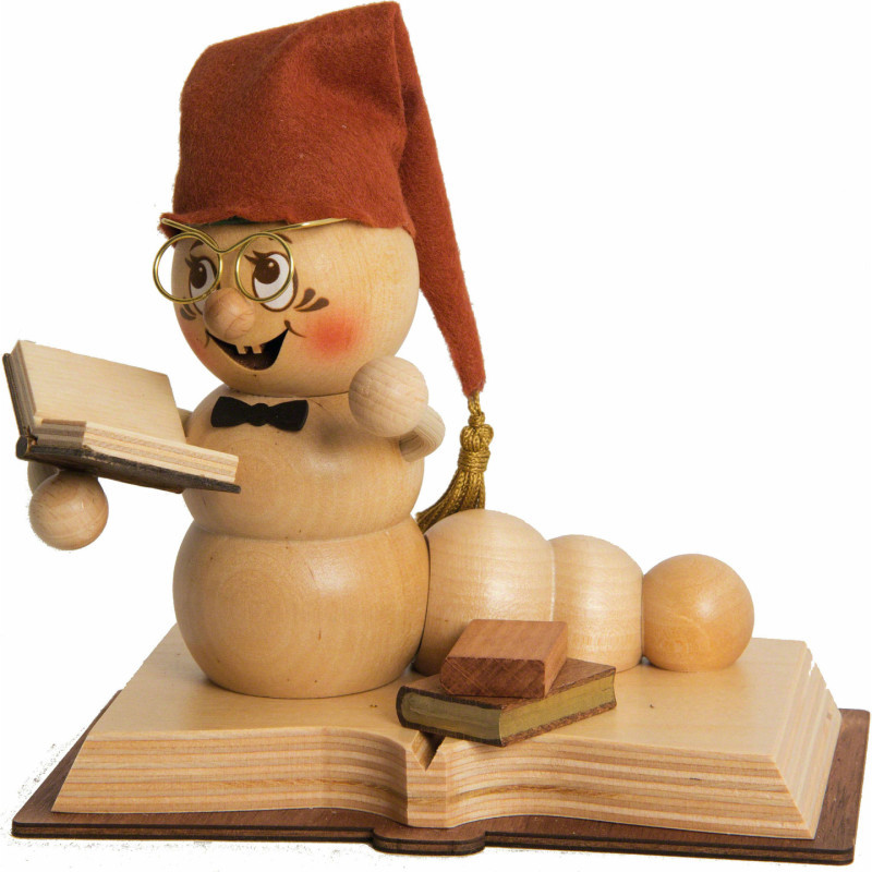 Räucherwurm Bücher Rudi - 14 cm