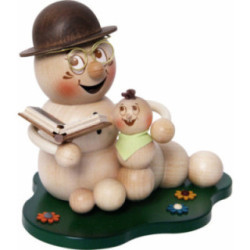 Räucherwurm Opawurm Rudi mit Enkel - 14 cm