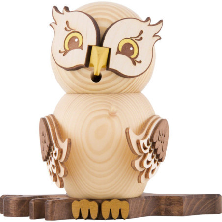 Smoker - Owl Natural Wood - 15 cm / 5.9 inch
