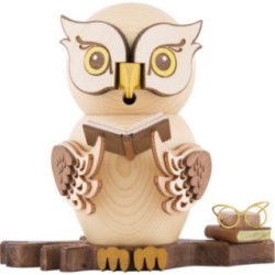 Räuchereule mit Büchern - 15 cm