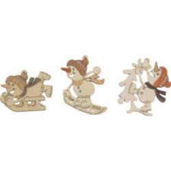 Tree Ornament - Sporty Snowmen - Sledder & Co - Set of 6 - 7 cm / 2.8 inch
