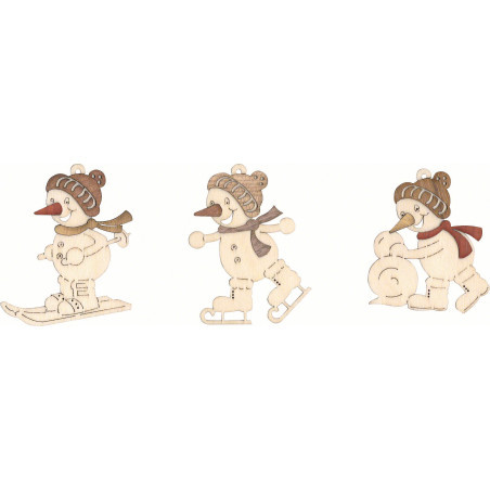 Tree Ornament - Sporty Snowmen - Skier & Co - Set of 6 - 7 cm / 2.8 inch