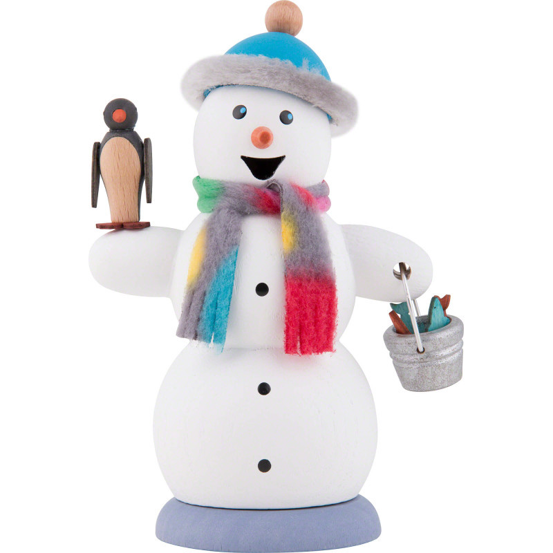 Räuchermännchen Schneemann mit Pinguin - 13 cm