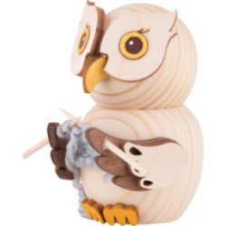 Mini Owl with Knitting - 7 cm / 2.8 inch