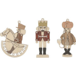 Christbaumschmuck Erzgebirge - Reiterlein, Nussknacker, Räuchermann - 6er-Set - 7 cm
