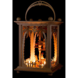 Pyramid Lantern - Palm Trees and Nativity - 38 cm / 15 inch