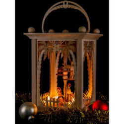 Pyramid Lantern - Palm Trees and Nativity - 38 cm / 15 inch