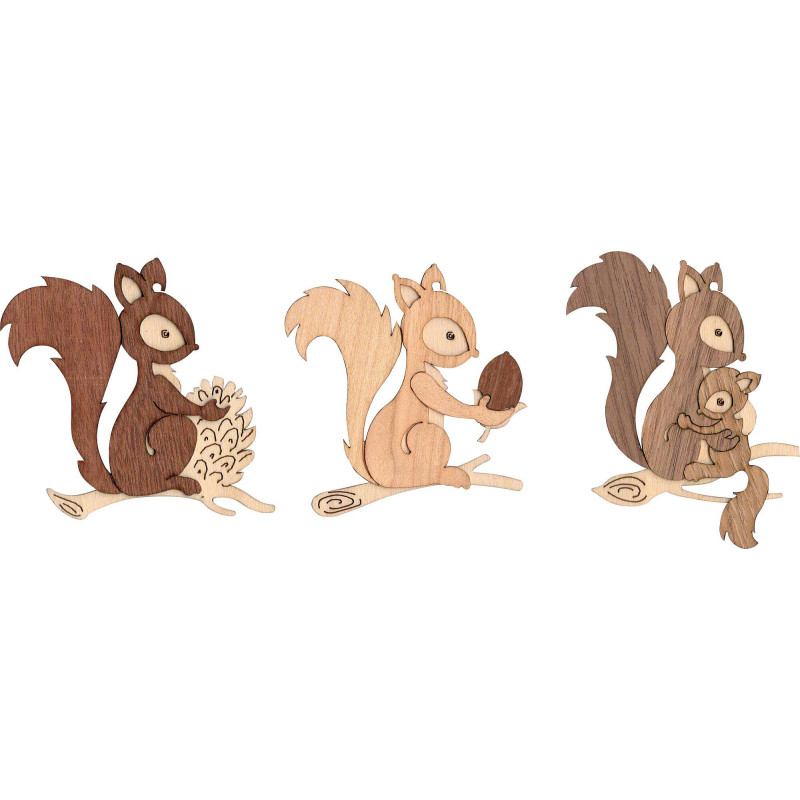 Tree Ornament - Squirrel - Set of 6 - 7 cm / 2.8 inch