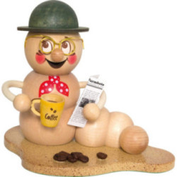 Räucherwurm Kaffeepause-Rudi - 14 cm