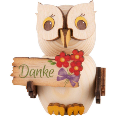 Mini-Eule mit Danke-Schild - 7 cm