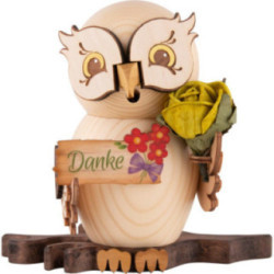Smoker - Owl with "Thank you" - 15 cm / 5.9 inch