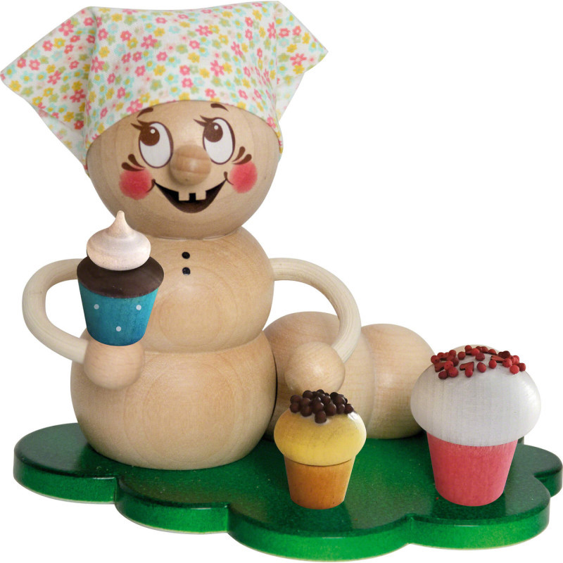 Räucherwurm Rosi mit Muffins - 14 cm