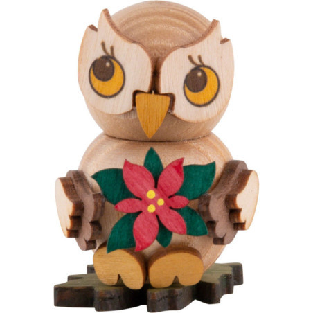 Eulenkind mit Weihnachtsstern - 4 cm