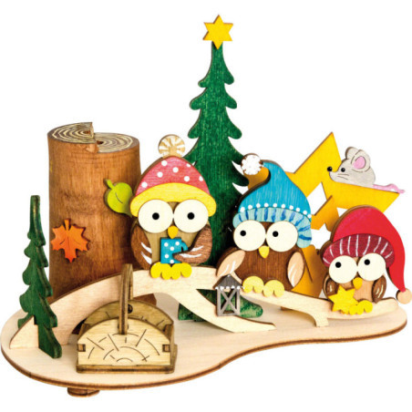 Handicraft Set - Smoking Hut - Owls - 14 cm / 5.5 inch