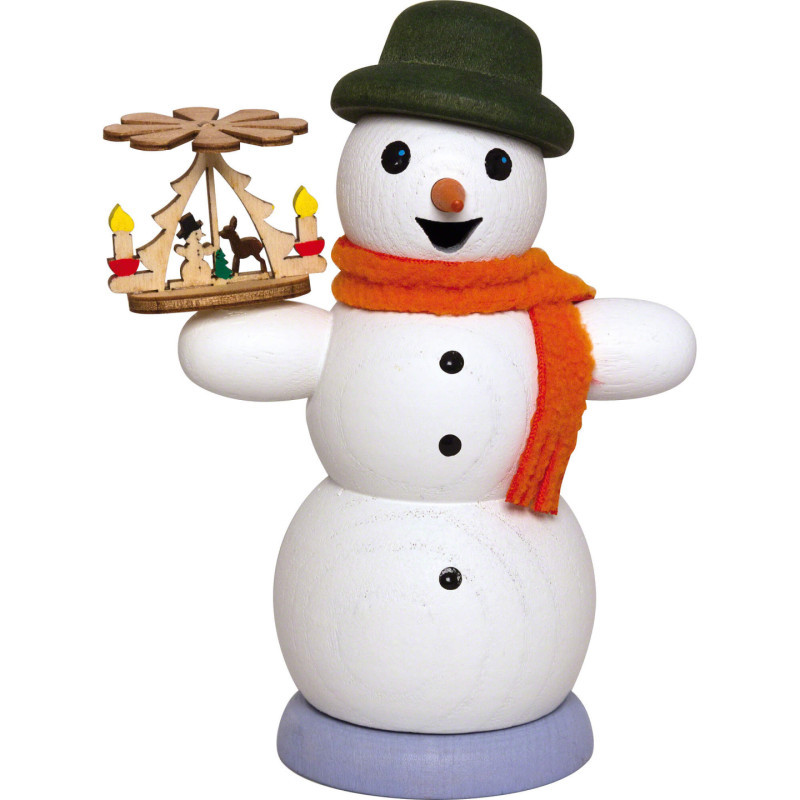 Räuchermännchen Schneemann mit Pyramide - 13 cm