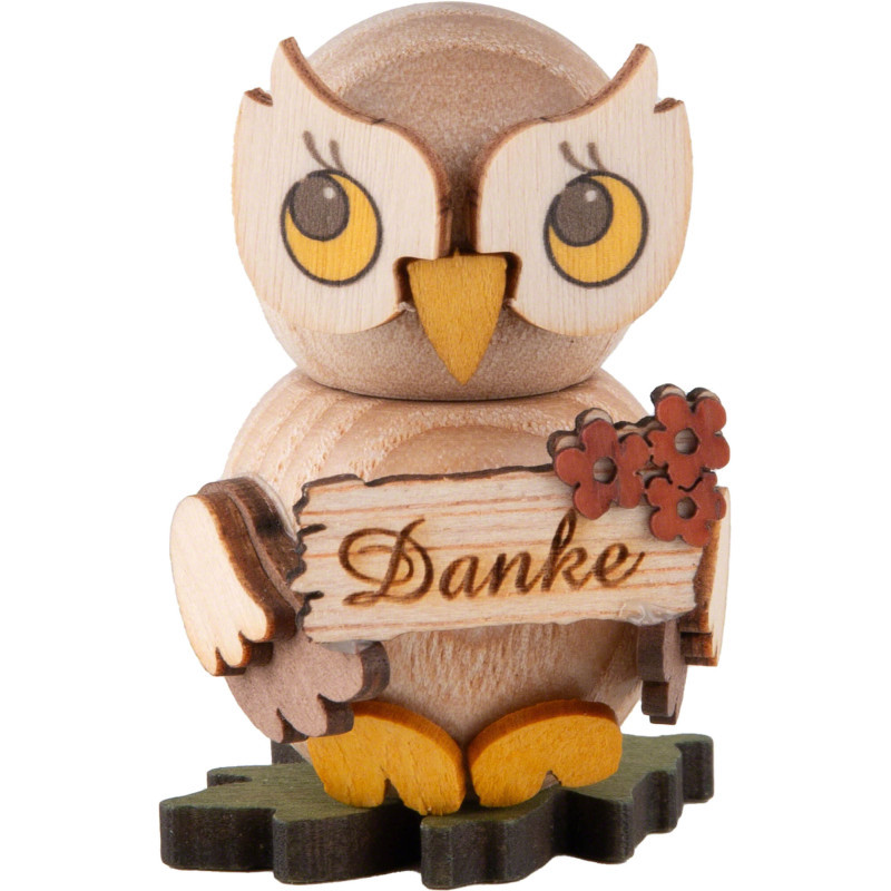 Owl Child with "Thank You" - 4 cm / 1.6 inch