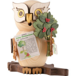 Smoker - Owl with Rowan Berry - Owl of the Year 2024 - 15 cm / 5.9 inch