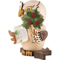 Smoker - Owl with Rowan Berry - Owl of the Year 2024 - 15 cm / 5.9 inch